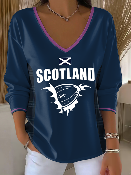 Women's  Scottish Rugby lovers V-Neck T-Shirt