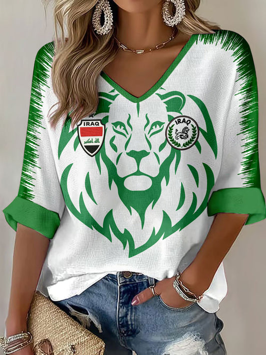 Women's Iraq Football V-Neck Tops