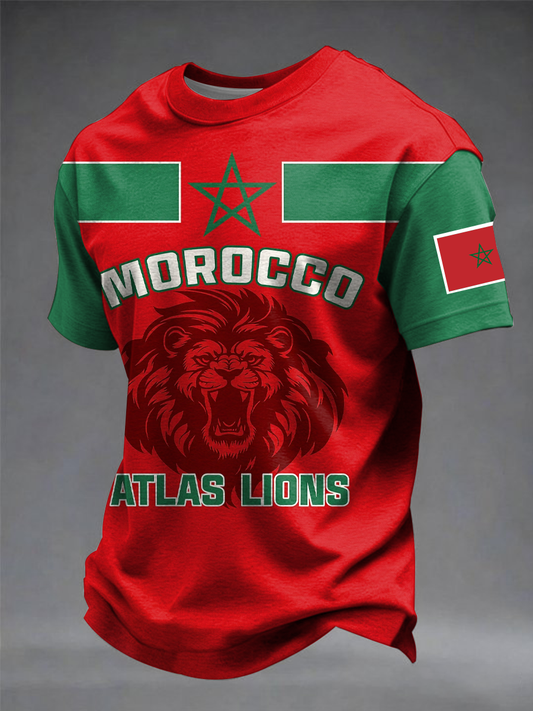 Men's Moroccan football lovers printed short sleeves t-shirt