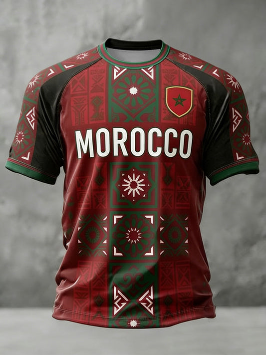 Men's Moroccan football lovers printed short sleeve t-shirt