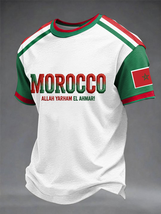 Men's Moroccan football lovers printed short sleeves t-shirt