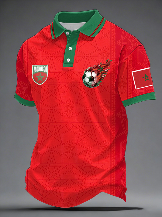 Men's Moroccan football lovers printed polo shirt