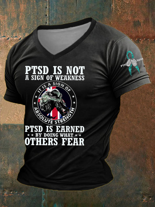 Men's PTSD Awareness Veteran Printed T-Shirt