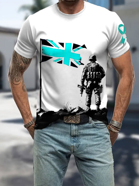 Men's PTSD Awareness Veteran Printed T-shirt