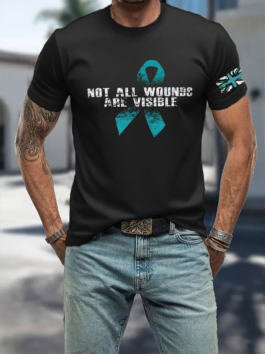 Men's PTSD Awareness Veteran Printed T-shirt