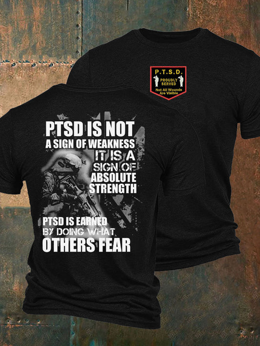 Men's PTSD Awareness Veteran Printed T-Shirt