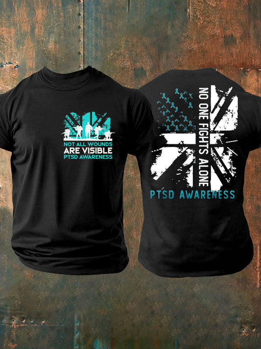 Men's PTSD Awareness Veteran Printed T-shirt