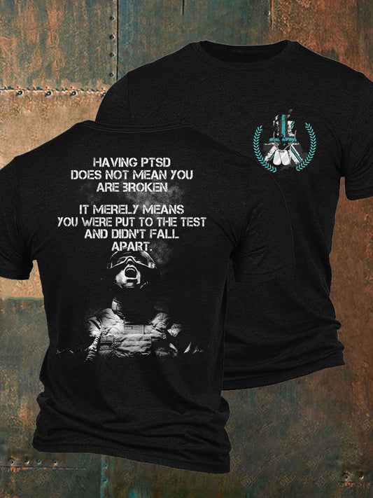 Men's PTSD Awareness Veteran Printed T-Shirt