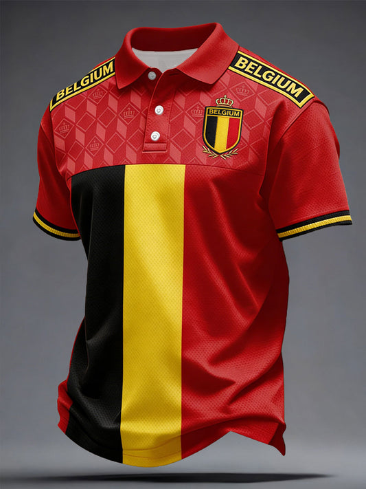 Men's Belguim Football Lover Printed Casual Tops