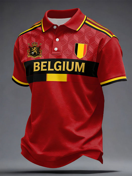 Men's Belguim Football Lover Printed Casual Tops