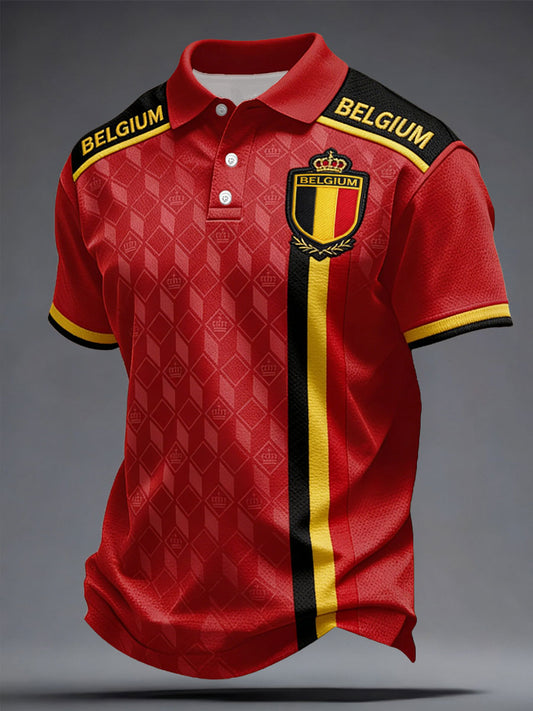 Men's Belguim Football Lover Printed Casual Tops