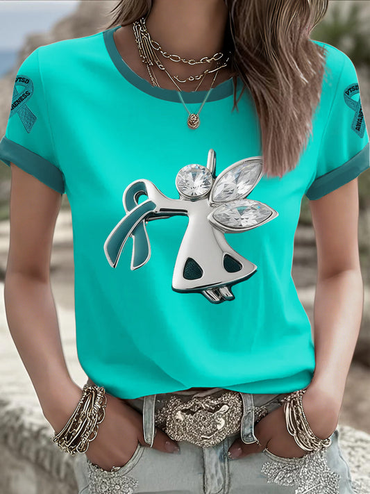 Women's PTSD Awareness Veteran Printed T-shirt