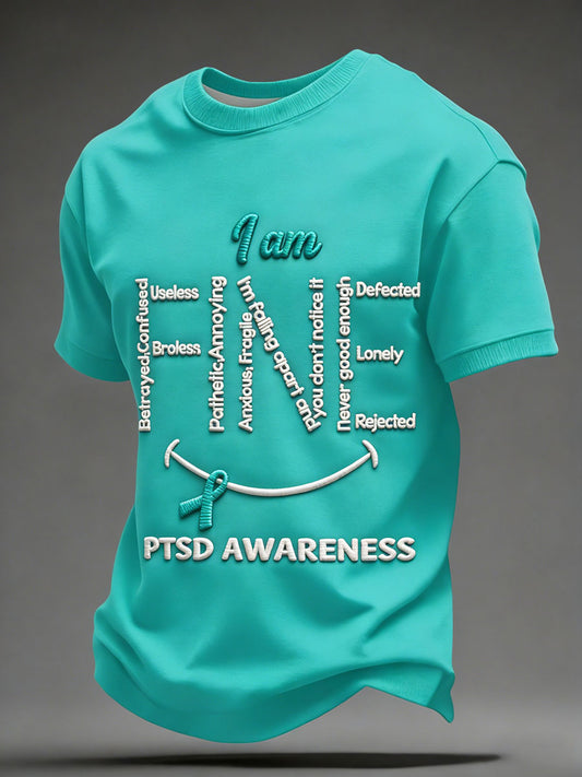 Men's PTSD Awareness Veteran Printed T-shirt