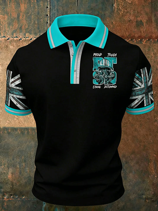 Men's Retro UK PTSD Awareness Printed Casual Tops