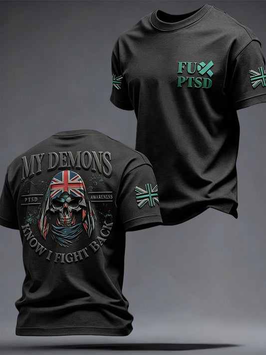 Men's Retro UK PTSD Awareness Printed T-shirt