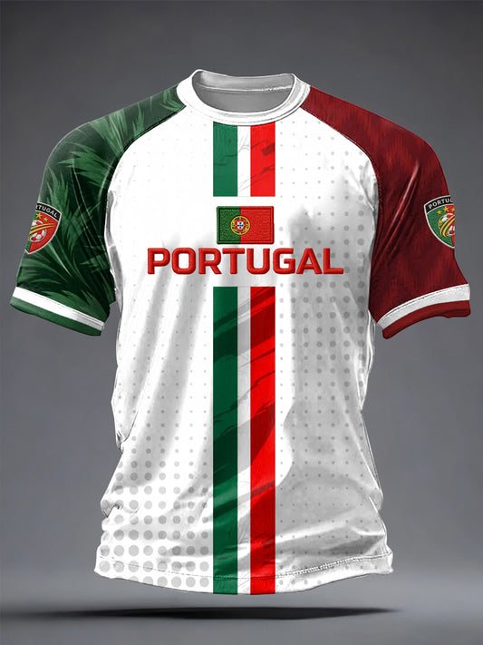 Men's Portuguese Football Printed Casual short sleeves t-shirt