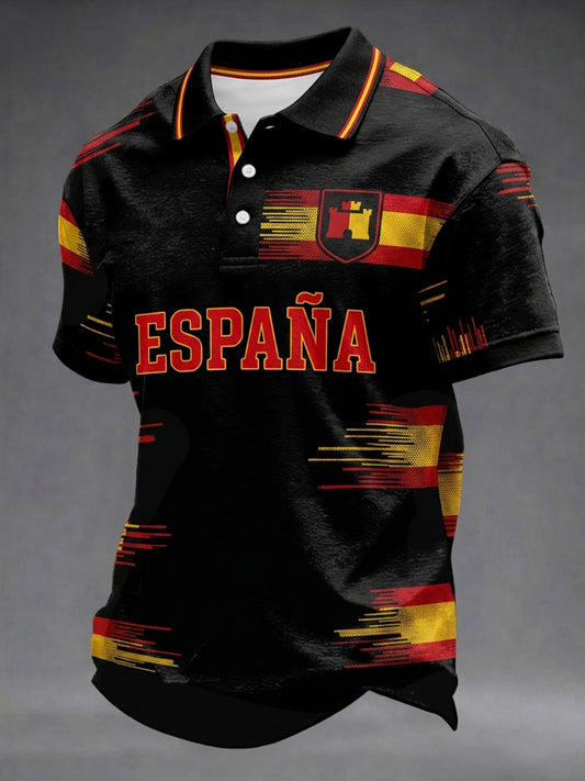 Men's Spain Football Lover Print Casual Shirt