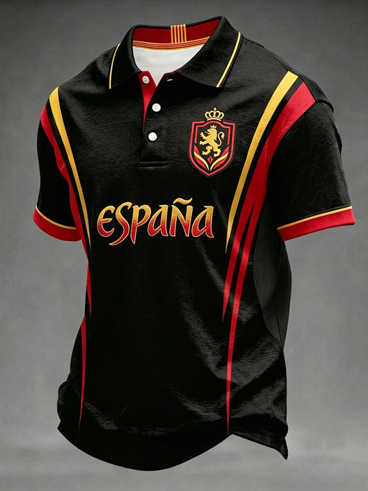 Men's Spain Football Lover Print Casual Shirt