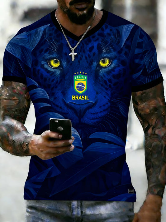 Men's Brazilian Football Lover Printed T-shirt