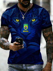Men's Brazilian Football Lover Printed T-shirt