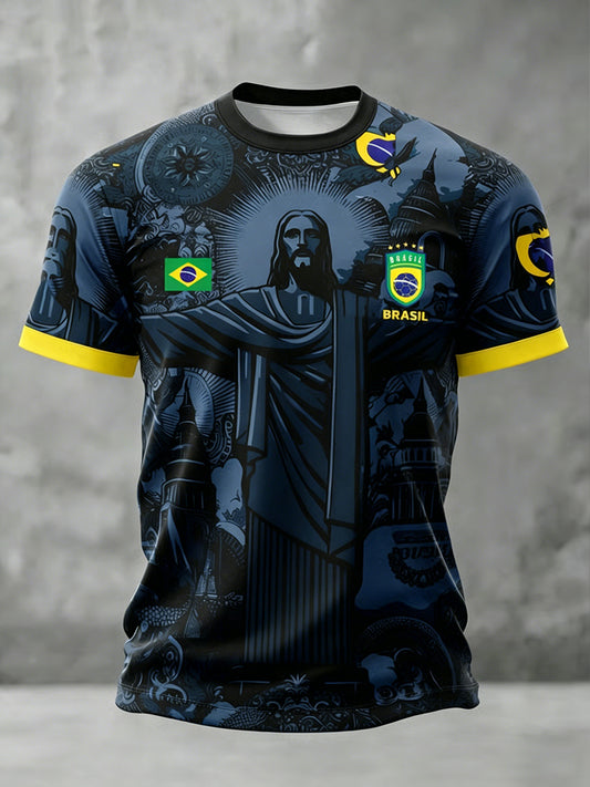 Men's Brazilian Football Lover Printed T-shirt