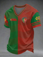 Men's Portuguese Football V-neck T-shirt
