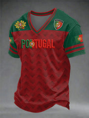 Men's Portuguese Football V-neck T-shirt
