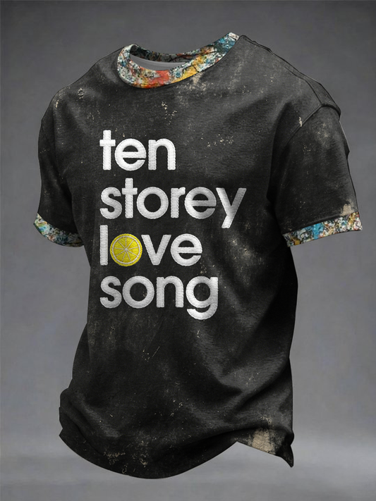 Men's Lemon Roses Music Lover Printed short sleeves t-shirt
