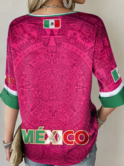 Women's Mexico Football Lover Printed Tops