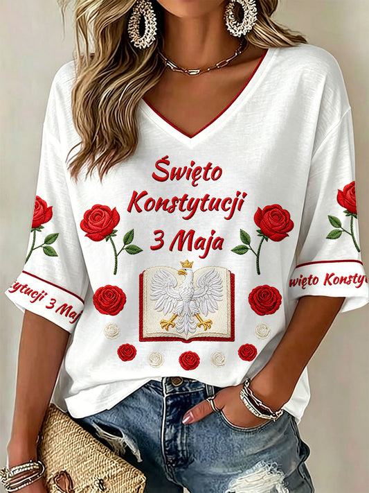 Women's Święto Konstytucji 3 Maja V-Neck T-Shirts