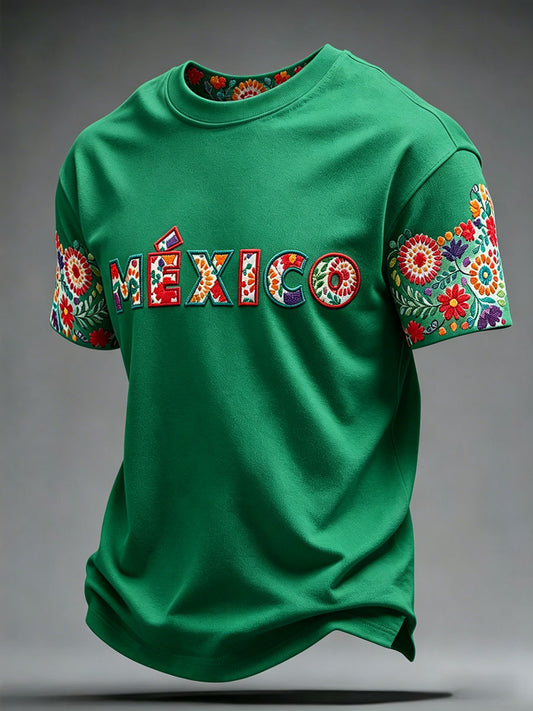 Men's Mexico Football Lover Art Printed T-shirt