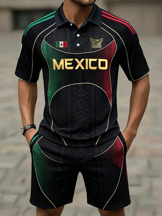 Men's Mexico Football Lover Art Printed Sets