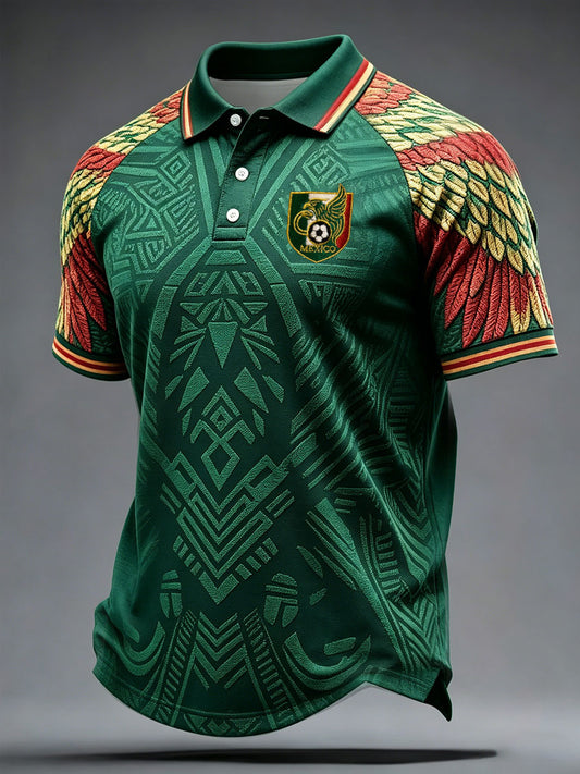 Men's Mexico Football Lover Art Printed Casual Tops