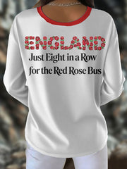 Women's England Rugby Lover Roses Art Printed T-Shirt