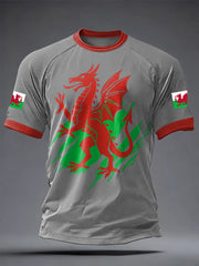 Men's Welsh Dragon Printed Casual short sleeves t-shirt