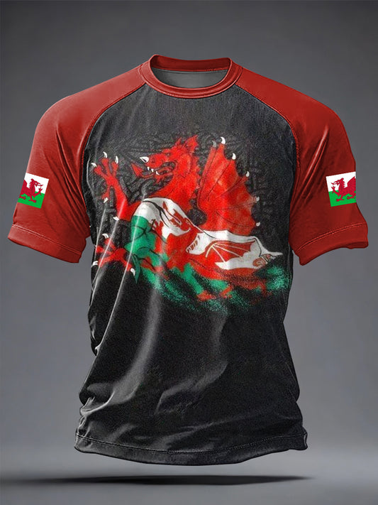 Men's Welsh Dragon Printed Casual short sleeves t-shirt