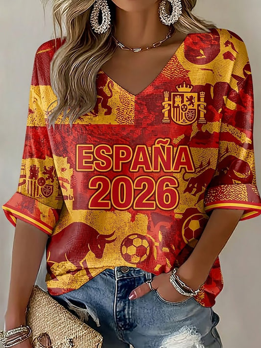 Women's España 2026 Soccer Fan Waffle T-Shirt