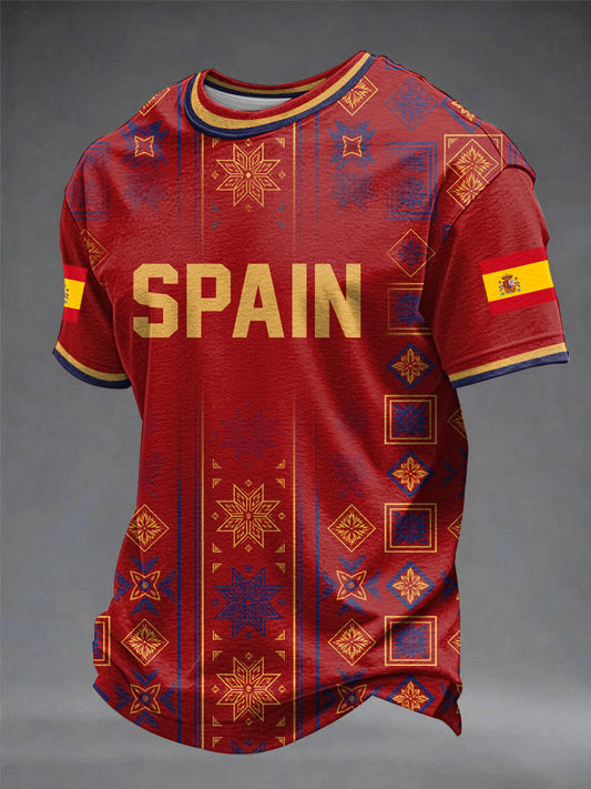 Men's Spanish Football Printed T-shirt