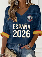 Women's España 2026 Soccer Fan Waffle T-Shirt