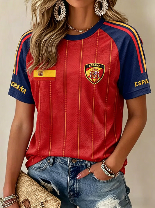 Women's Gift For Spain Soccer Fans Print Casual Tee