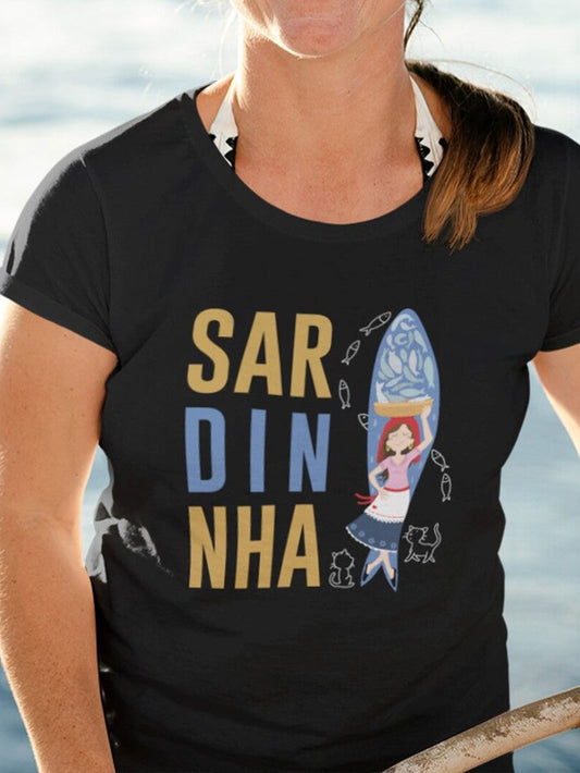 Women's Santos Populares Sardinha Art Printed Waffle T-shirt