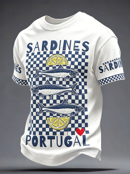 Men's Santos Populares Sardinha Art Printed T-shirt