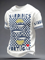 Men's Santos Populares Sardinha Art Printed T-shirt
