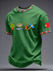 Men's Santos Populares Sardinha Art Printed T-shirt