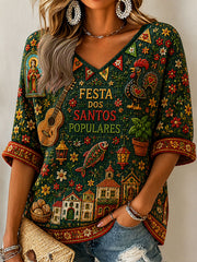 Women's Santos Populares Art Printed T-shirt