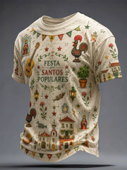 Men's Santos Populares Art Printed T-shirt