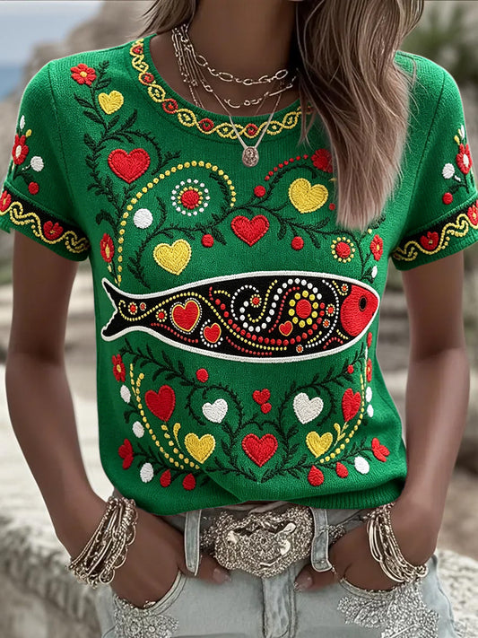 Women's Santos Populares Art Printed T-shirt