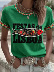 Women's Santos Populares Art Printed T-shirt