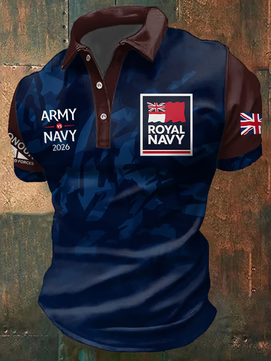 Men's British Navy Print polo shirt