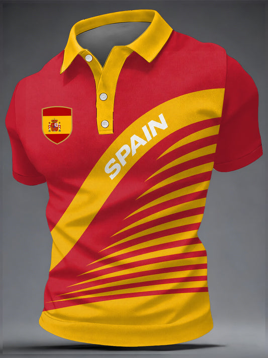 Men's Spanish Football Print Casual Top